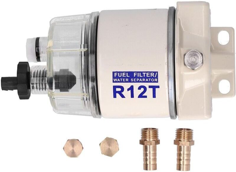 Kraftstofffilter, R12T 30 GPH, drehbarer Kunststoff-Schiffskraftstofffilter mit Wasserabscheider, geeignet für Außenbord...