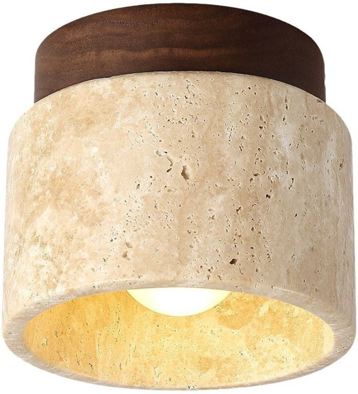 Vintage-Deckenleuchte aus Natursteinglas, halbbündige Montage, kleine Flurleuchte, Marmorschirm, Mid-Century Modern, dec...