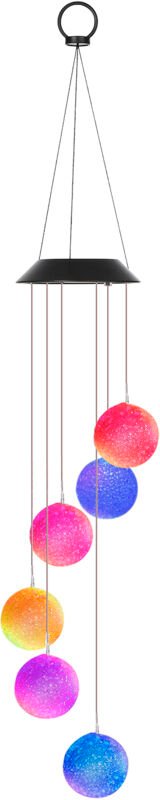 Solarenergiebetriebene Windspiellampe, farbwechselnde Kugel, hängendes Licht für den Garten, Straße, Heimdekoration