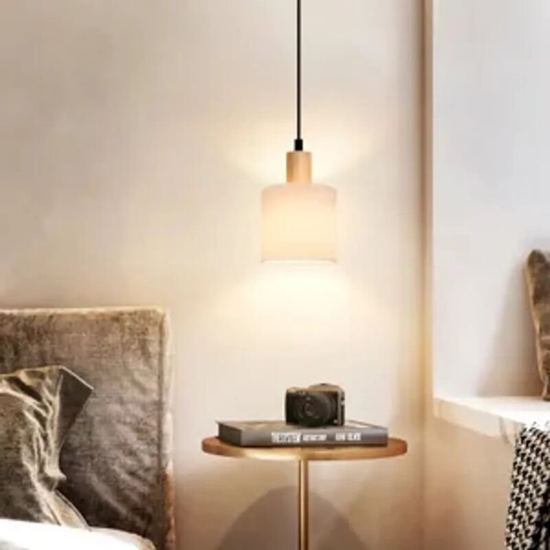 Pendelleuchte 1 Flammig Esstischlampe Holz - Wohnzimmerlampe E14 Weiß Esszimmerlampe Vintage Hängelampe Rustikal Küche F...