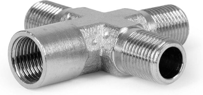 Wiltec - Airbrush Druckluftverteiler 4-fach, 3x 9,51 mm (1/8') ag und 1x 9,51 mm (1/8') ig, Verteiler Adapter aus Metall