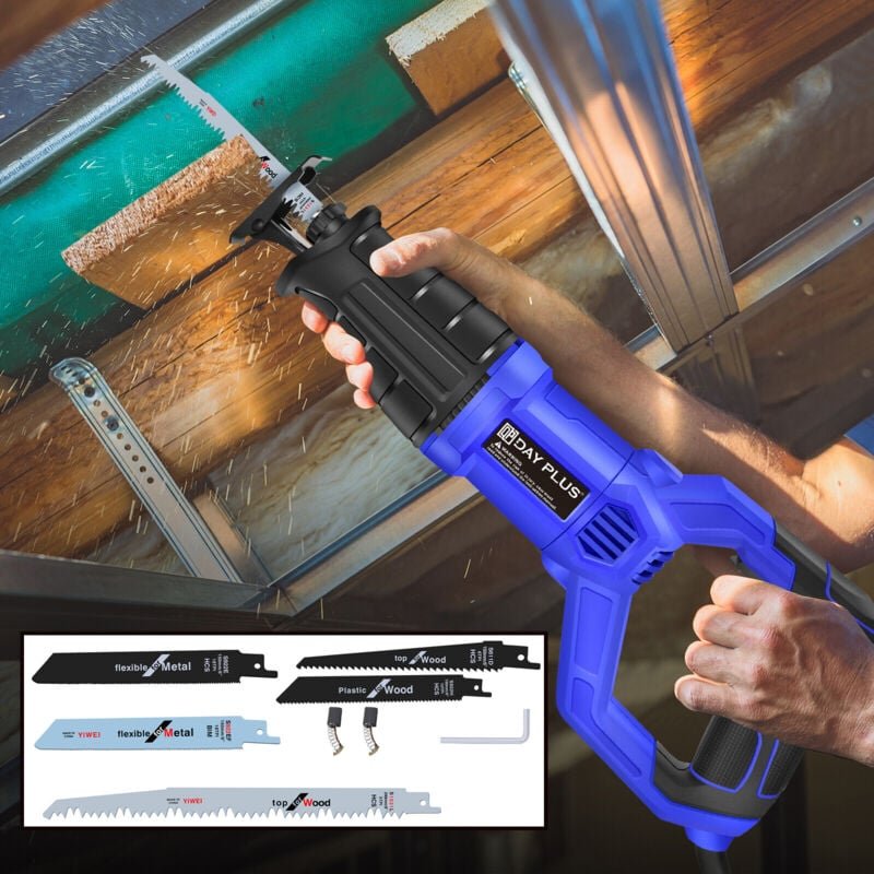 Thumbnail - 2600w Elektrische Säge Reciprosäge Fuchsschwanz Säbelsäge 5 Sägeblätte 2800U/min