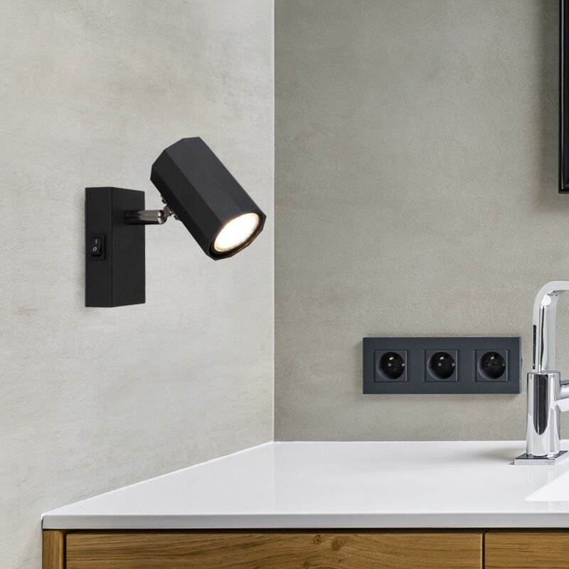 Wandleuchte Wandlampe Esszimmerleuchte mit beweglichem Spot schwarz, Aluminium, Metall, 1x GU10, BxHxT 7x14x14,5 cm