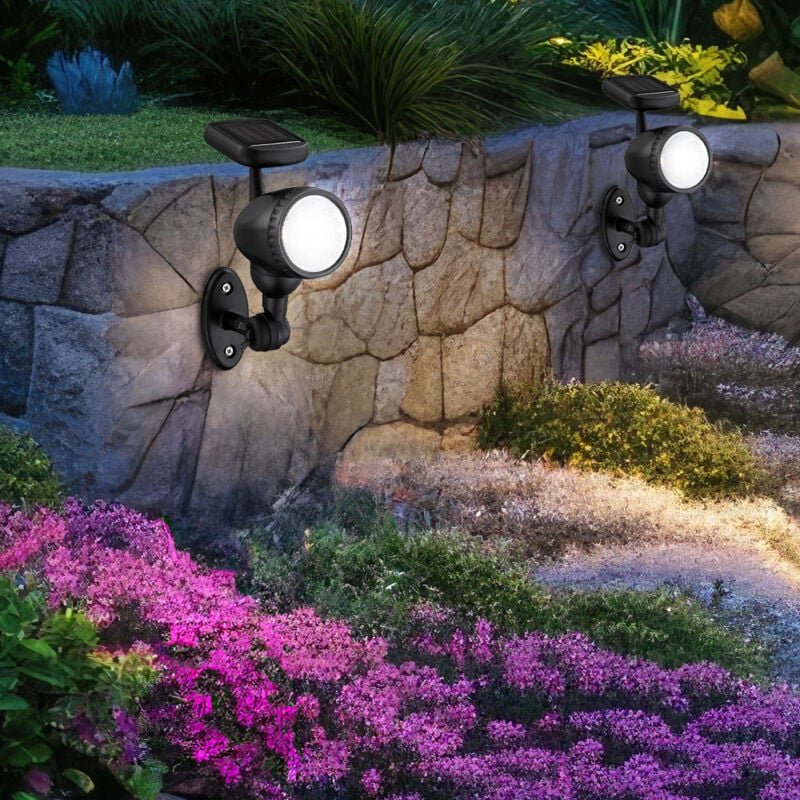 Außenleuchte Solarlampe Solarleuchte Steckleuchte Lampe Garten, IP44 Erdspieß Akku beweglicher Spot, schwarz, 1x led war...