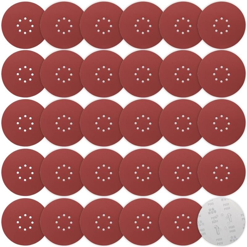 Schleifscheibe 225 mm, 30 Stück 225 mm Schleifscheibe 8 Löcher P600 Körnung 225 mm Schleifscheiben Schleifpapier Klett-S...