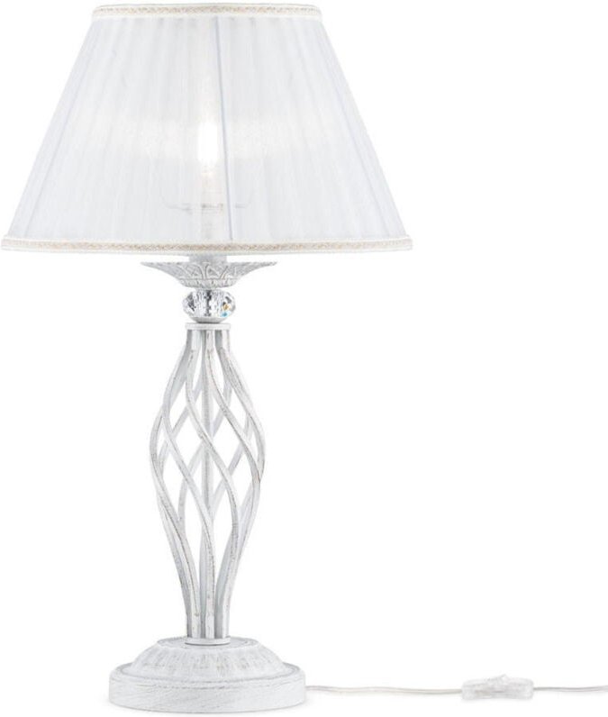 Grace Tischlampe Weiß mit Gold & Kristall, 1 Licht, E14