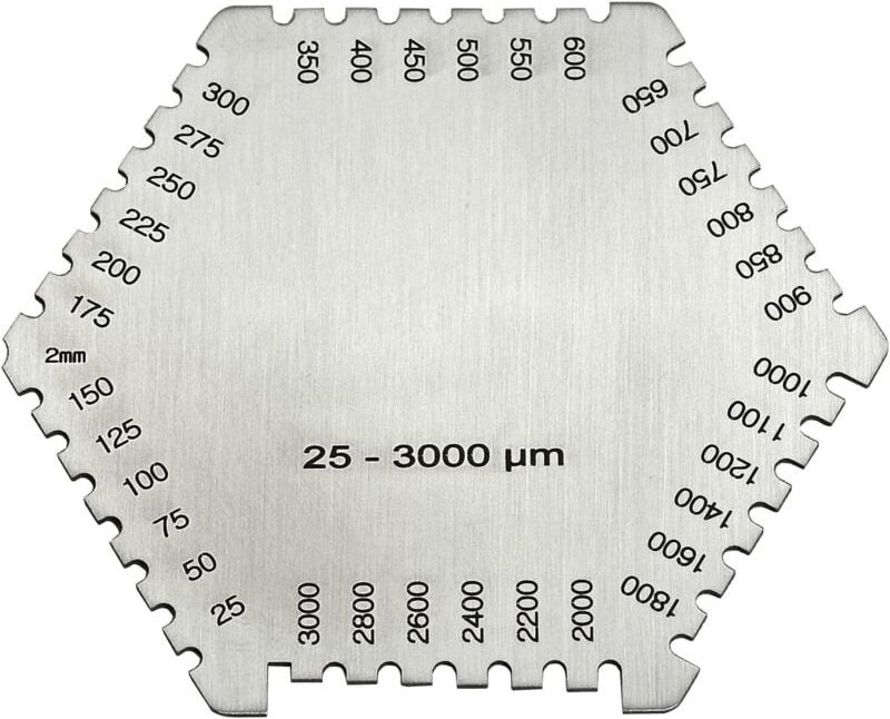 Shining House - Nassfilmkamm-Inspektionslehre aus Edelstahl mit Innensechskant, 25–3000 um
