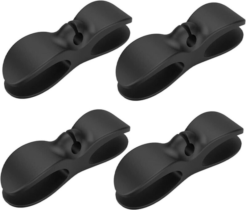 Sollbry - Desktop-Kabel-Organizer für Kopfhörer, Ladekabel und Nachttisch schwarz, 4er-Set (103 x 28 mm)