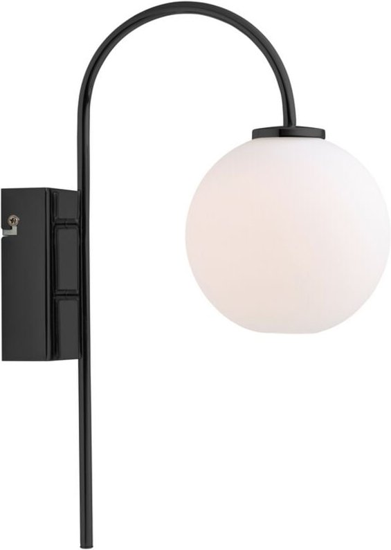 Ballon Wandleuchte Schwarz, Opalglas, Einschaltkabel 1x G9