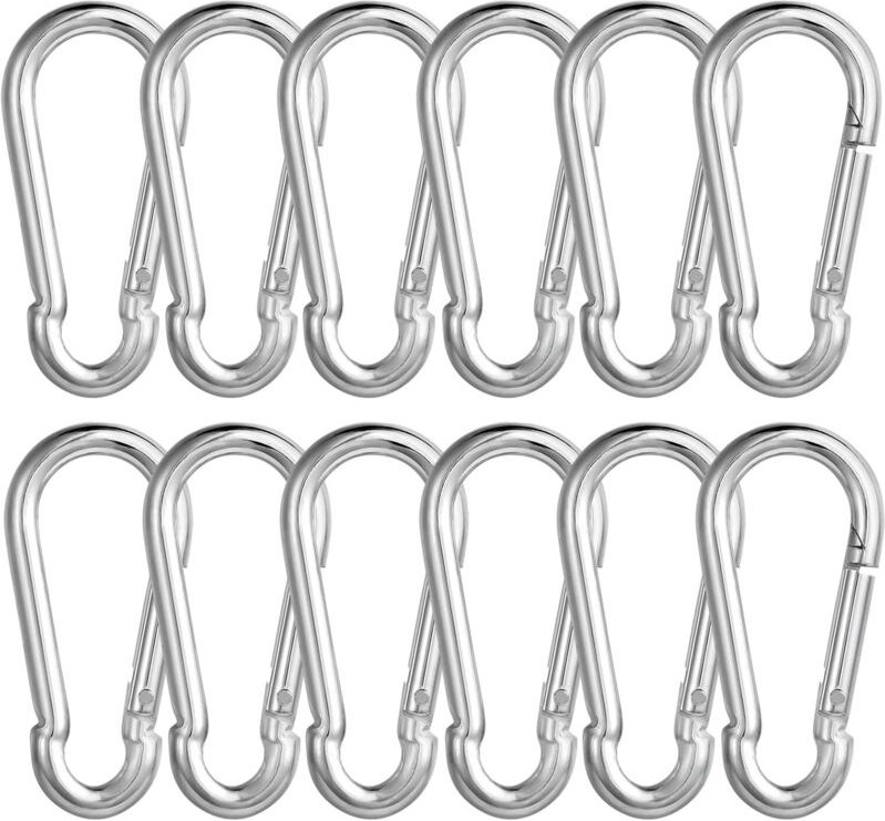 Packung mit 12 Karabinern, Φ6 x 60 mm, maximale Traglast des Karabiners 180 kg, rostfrei, verzinkte Kletterhaken, Karabi...