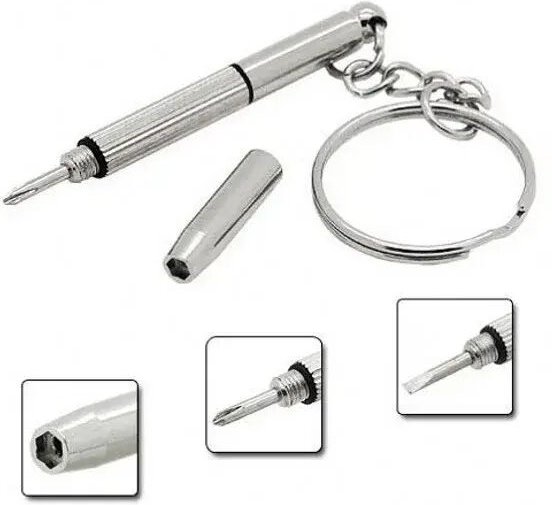 Tragbares 3-in-1-Schlüsselanhänger-Schraubendreher-Set aus Edelstahl für Brillen-, Sonnenbrillen- und Uhrenreparaturen, ...