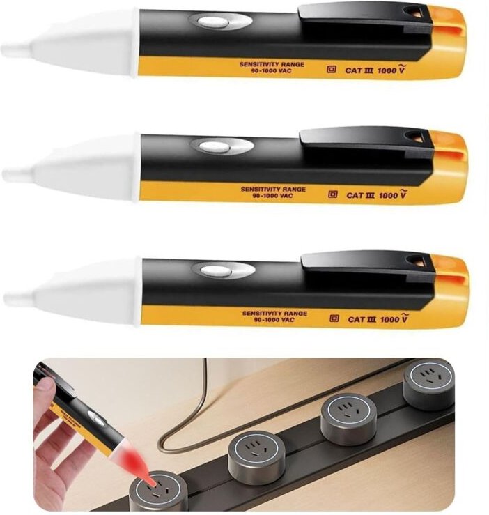 Set aus 3 berührungslosen Spannungsprüfern, elektrischen Prüfstiften, Stromprüfspitzen und Drahtbruchdetektoren
