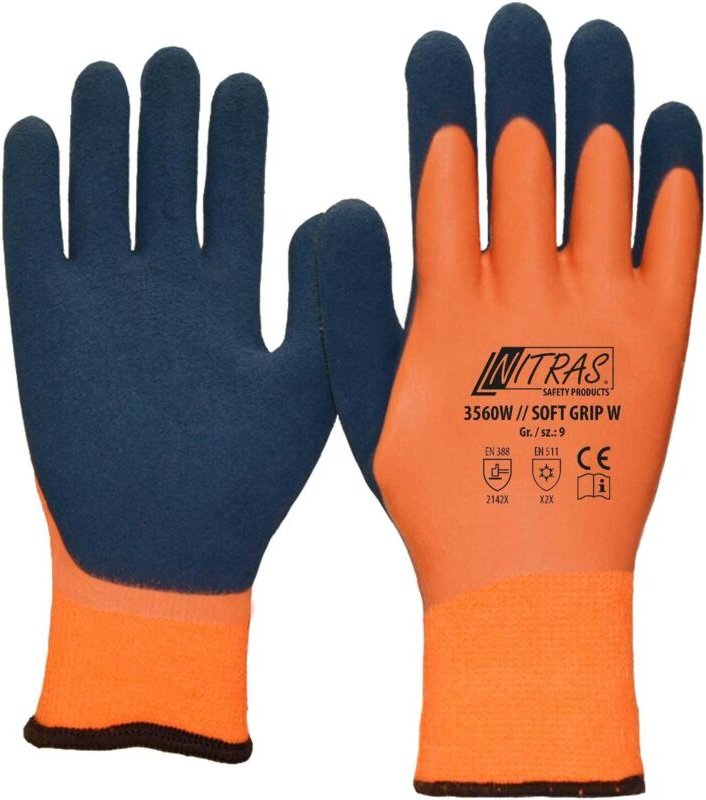 Nitras - 3560W-10 Kälteschutzhandschuhe soft grip w Größe 10 orange/dunkelblau en