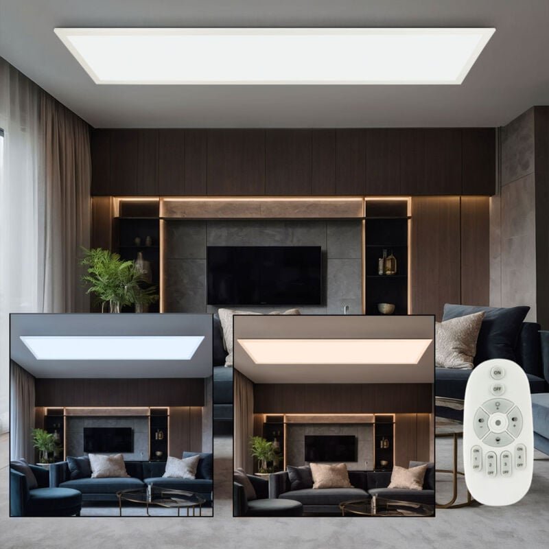 Aufbau Panel led Deckenleuchte dimmbar mit Fernbedienung Tageslichtlampe Deckenlampe weiß, 40W 2200lm warmweiß-kaltweiß,...