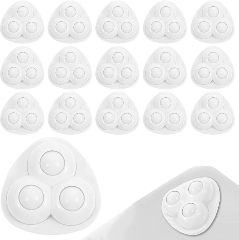 16 selbstklebende Mini-Lenkrollen (360°) mit 3 Nylonkugeln, für Behälter/Boxen, weiß