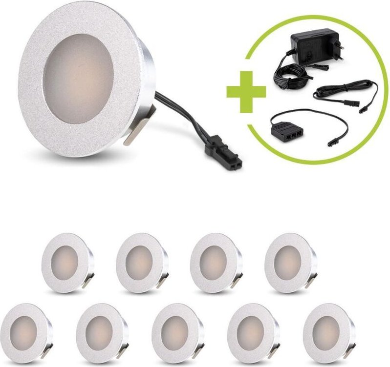 LED Mini Einbauspot rund 1.2W 12V IP20 Ausschnitt Ø32mm - Lichtfarbe: Neutralweiß 4000K - Anzahl: 10x