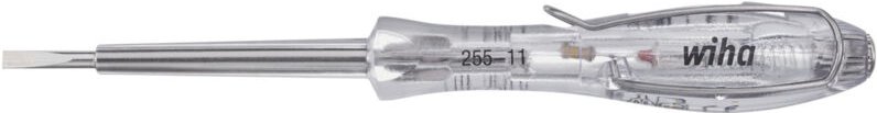 Wiha - Spannungsprüfer SoftFinish® einpolig, 110 - 250 Volt Schlitz transparent, mit Ansteckclip 3,0 mm (35378)
