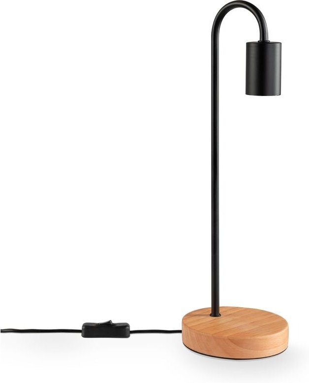 Tischlampe Nachttischlampe E14 Stehlampe Minimalistisch Skandi E27 Holz Fuß Tischleuchte, Schwarz - Paco Home