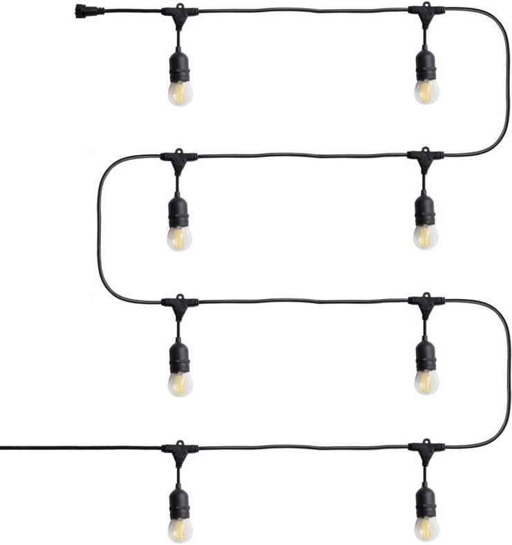 Set Girlande Waterproof 5.5 M Schwarz + 8 LED Lampen E27 Filament 4 W 4000K Neutralweiß