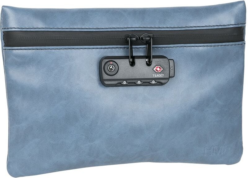 44221 Geruchsdichte Tabaktasche mit tsa Zahlenschloss für Reisen, Kunstleder, Größe m, Blau - HMF