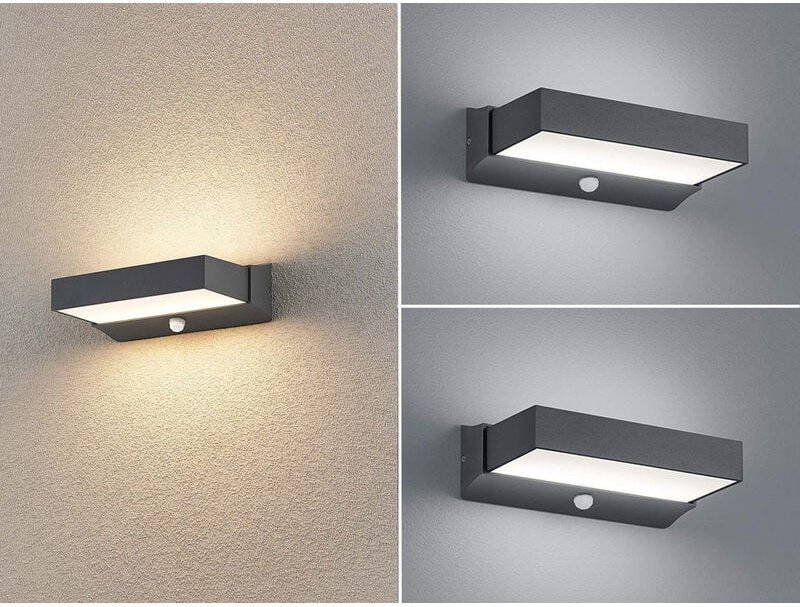 Thumbnail - Led Außenwandleuchten mit Bewegungsmelder, Anthrazit, IP65 - 2er Set