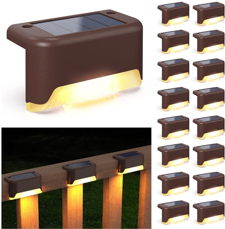 Thumbnail - 16er-Pack Solar-Terrassenleuchten, wasserdichte LED-Solarleuchten für den Außenbereich für Stufen, Zäune, Decks, Gelände...