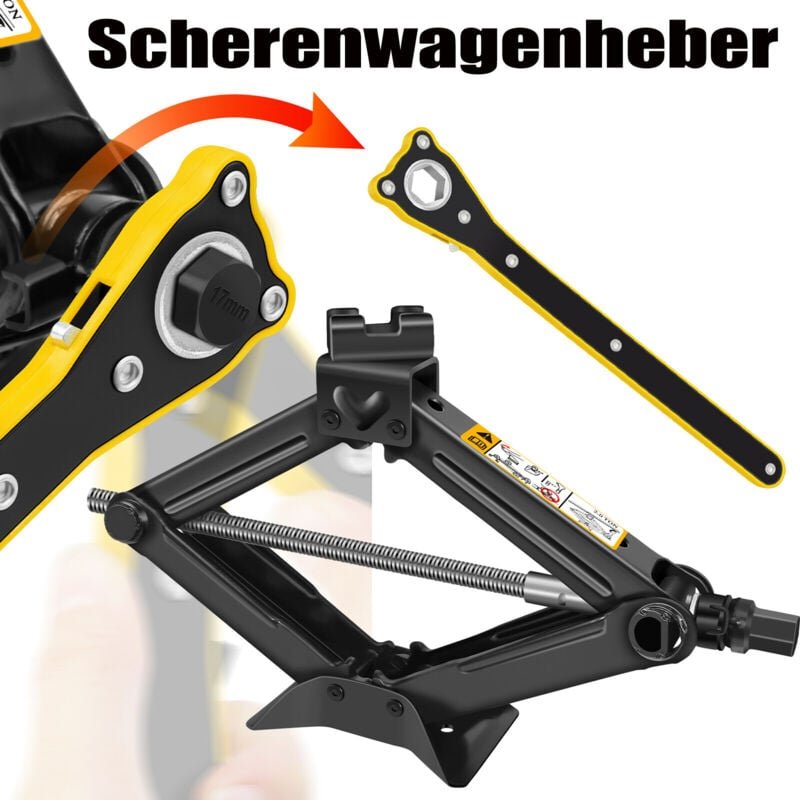 Dayplus - Wagenheber 2 Ton Scherenwagenheber Lift mit Radmutterschlüssel Auto pkw suv mpv