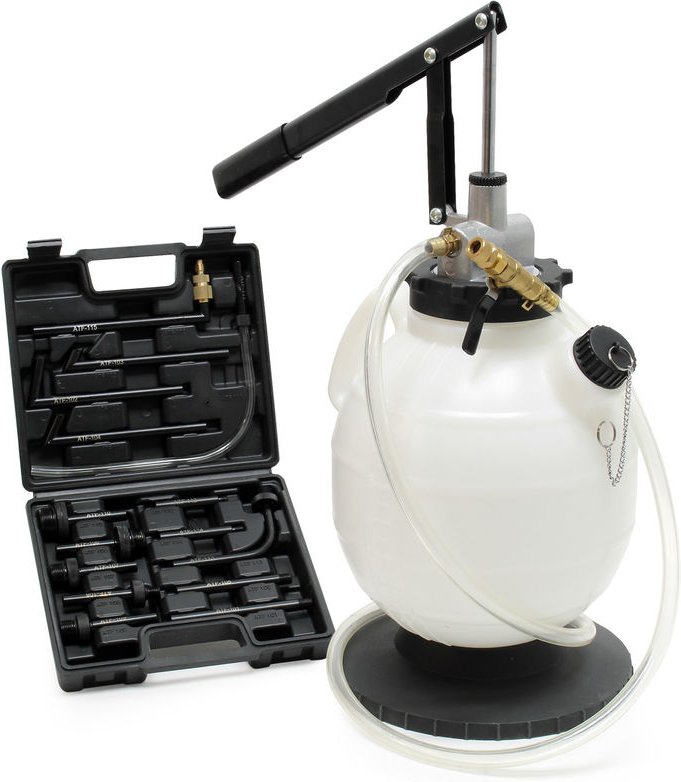 Wiltec Getriebeöl Einfüllgerät 7 l mit Handpumpe inkl. 15 atf Adapter u.a. für moderne Getriebe, Ölwechsel Gerät, Getrie...