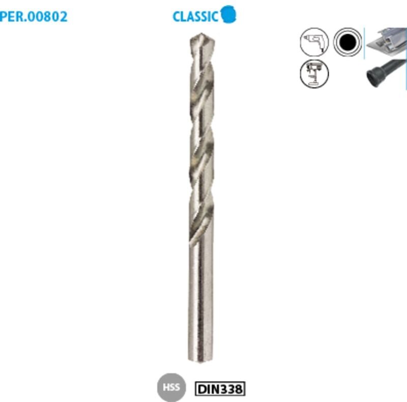 Thumbnail - Metallbohrer HSS Classic ø 4,5 mm, Länge 80 mm, Nutzlänge 47 mm, 1 Stück in der Packung