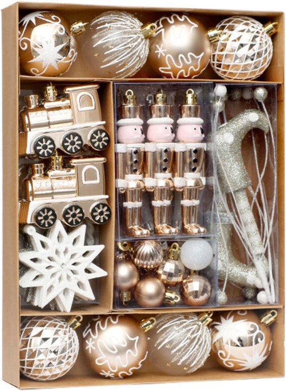 Sortiment mit 50 unzerbrechlichen Weihnachtskugeln, saisonale Dekorationen für Baum und Zuhause