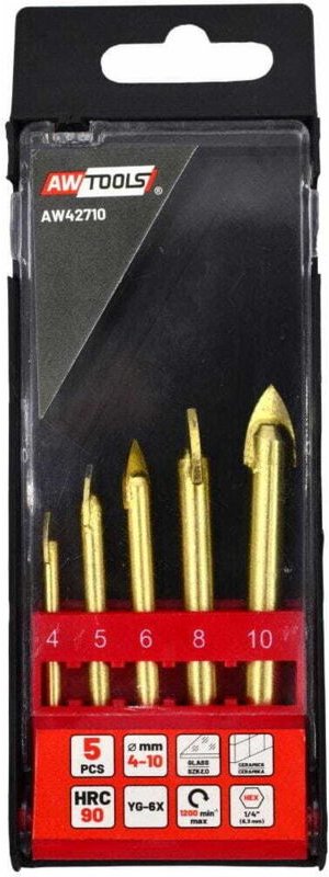 AWTOOLS BOHRERSATZ FÜR GLAS UND KERAMIK 4-10MM 5-tlg.
