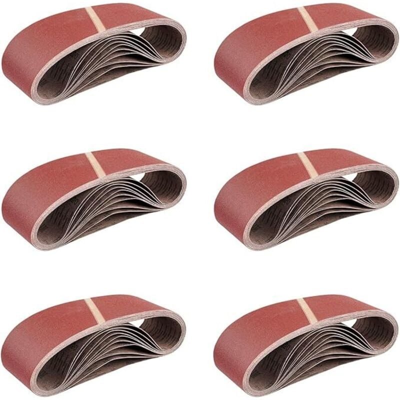Schleifband 75 x 533 mm, Schleifbänder gemischt für Bandschleifer, 2X Körnung 40/60/80/120/180, 10 Stück