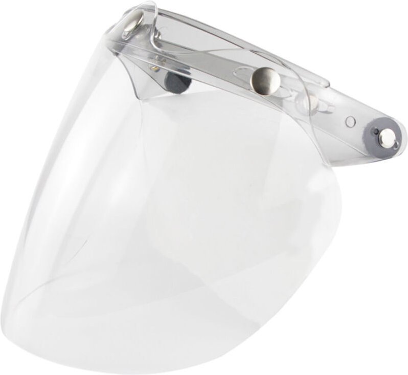 Visier für offene Motorradhelme, gewölbte Linse, 3 Druckknöpfe.
