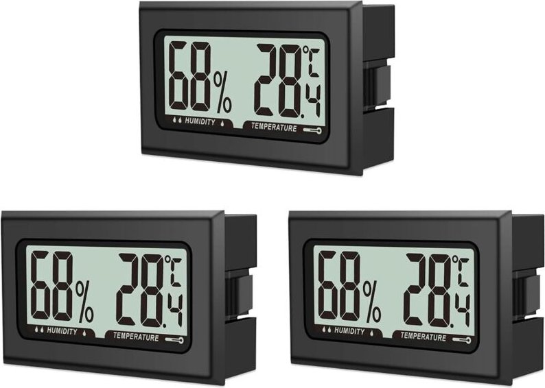 Set mit 3 Feuchtigkeitsthermometern, Mini-Digitalhygrometer mit LCD-Bildschirm, Temperaturmessung für den Innenbereich, ...