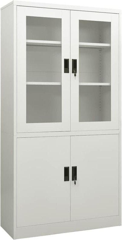 Büroschrank Hellgrau 90x40x180 cm Stahl - Vidaxl
