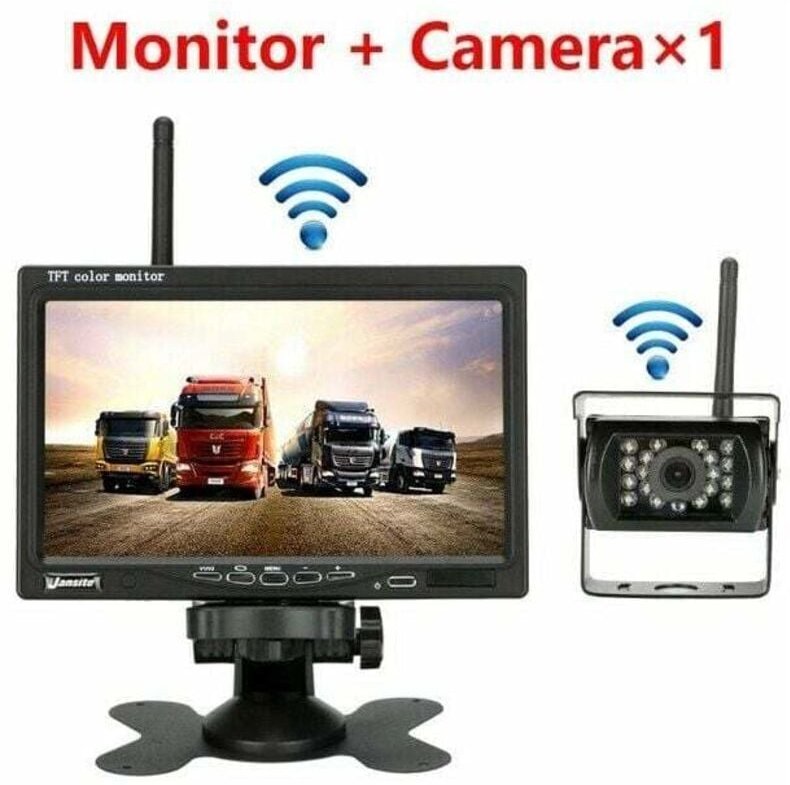 ZVD - Camera de recul sans fil pour vehicule moniteur lcd de 7 pouces pour camion, Bus, rv, remorque, excavateur 12V-24V...