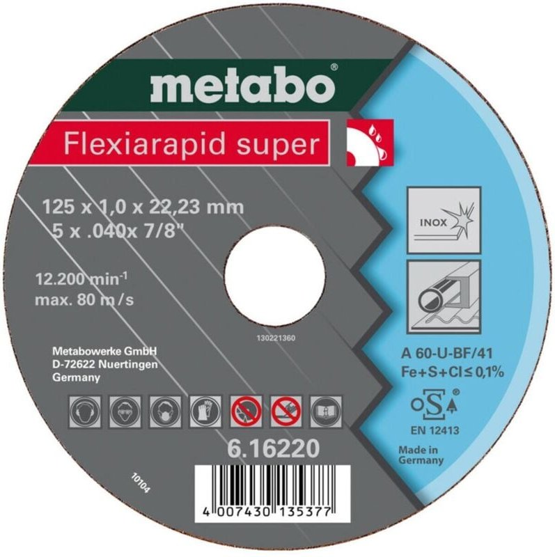 Thumbnail - Metabo Flexiarapid super 115x1,0x22,23 Inox, Trennscheibe, gerade Ausführung 25 Stk