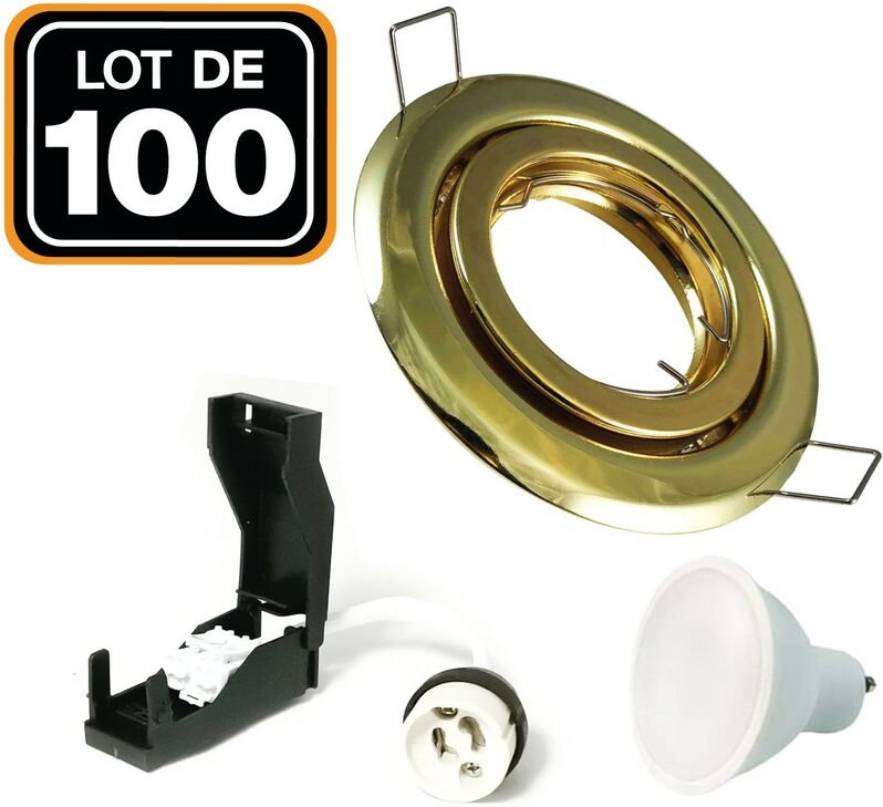 Europalamp - 100 Einbaustrahler schwenkbar dorée GU10 led 7W eqv. 56W Neutralweiß 4500K