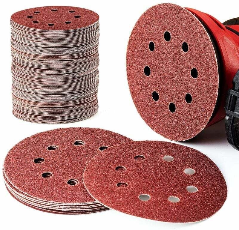 Discos de lijado redondos de 125 mm (60, 80, 100, 120 y 240 mm) y 8 agujeros (100 unidades por segundo)