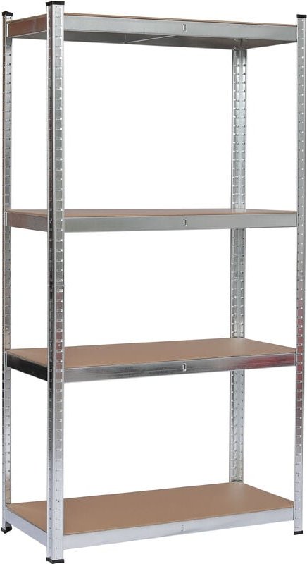 Garden Friend Regal 4 Böden aus Metall und MDF H 160 B 120 T 40 cm Belastbarkeit: 150 kg pro Boden, Einrastmontage
