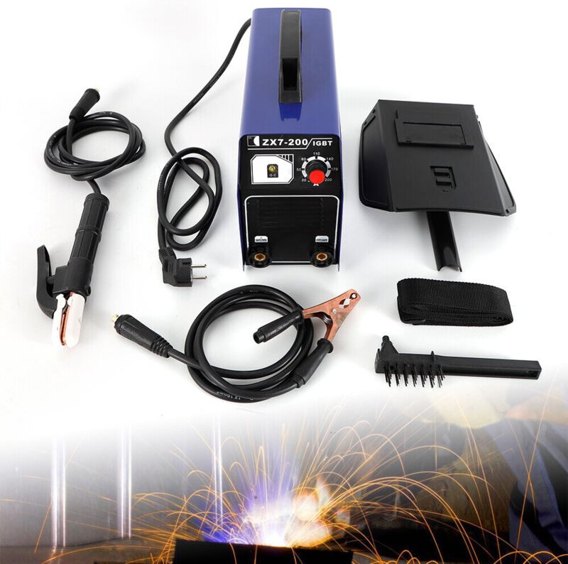 Fülldraht Schweißgerät mit Schweißmaske IGBT Elektro Inverter Schweißgerät Blau