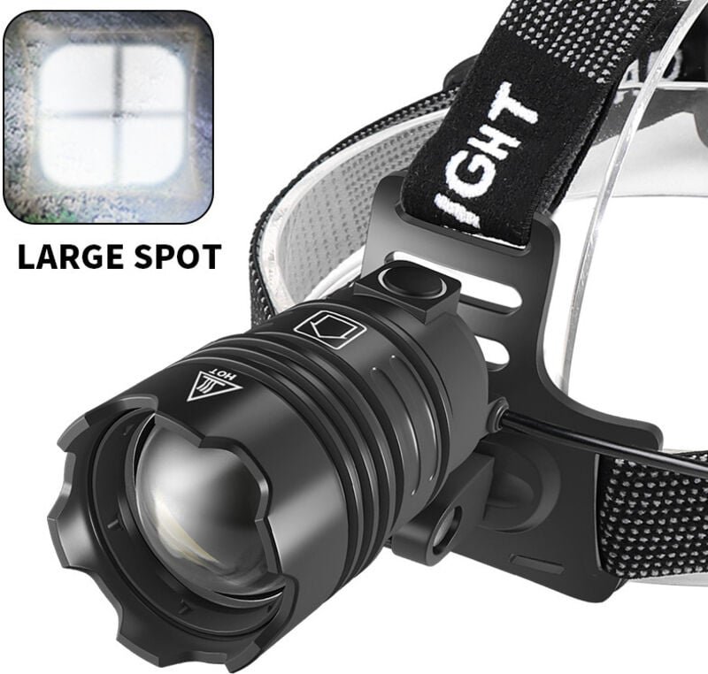Wiederaufladbare LED-Stirnlampe, ultrastarke 50000-Lumen-Taschenlampe, XHP70.2-LED-Stirnlampe mit 3 Modi, 5600 mAh, USB-...