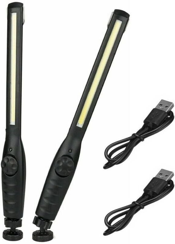 Ersandy - 2 Stück magnetische LED-Arbeitsleuchte, superhelle wiederaufladbare Taschenlampe für Garage, Camping, Wandern,...
