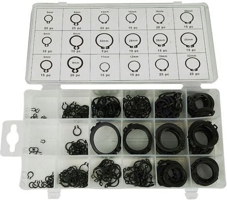 Sicherungsring, 300 Clips für Sprengring, Wellensicherungsring, schwarz, Typ c, zur Befestigung von Außensicherungsringe...