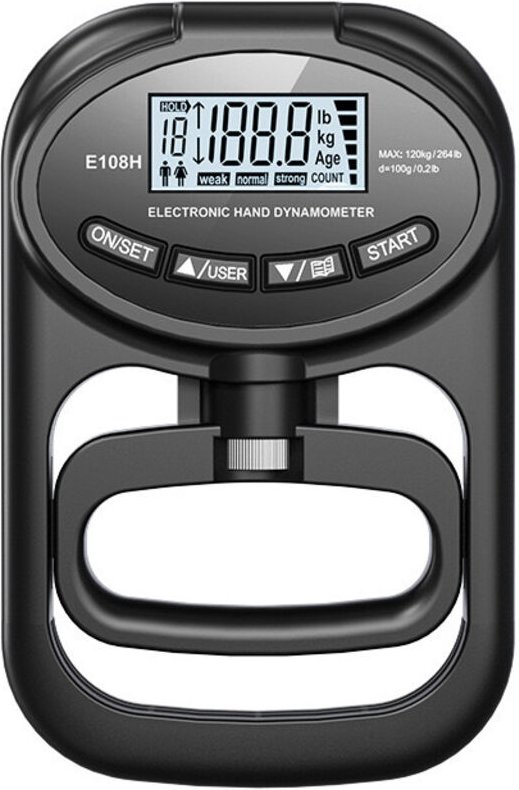 Digitaler Handkraftmessgerät, Hand Dynamometer Schwarz, Elektronischer Griffkraft Messer, Griffkraftmessgerät, Grip Stre...