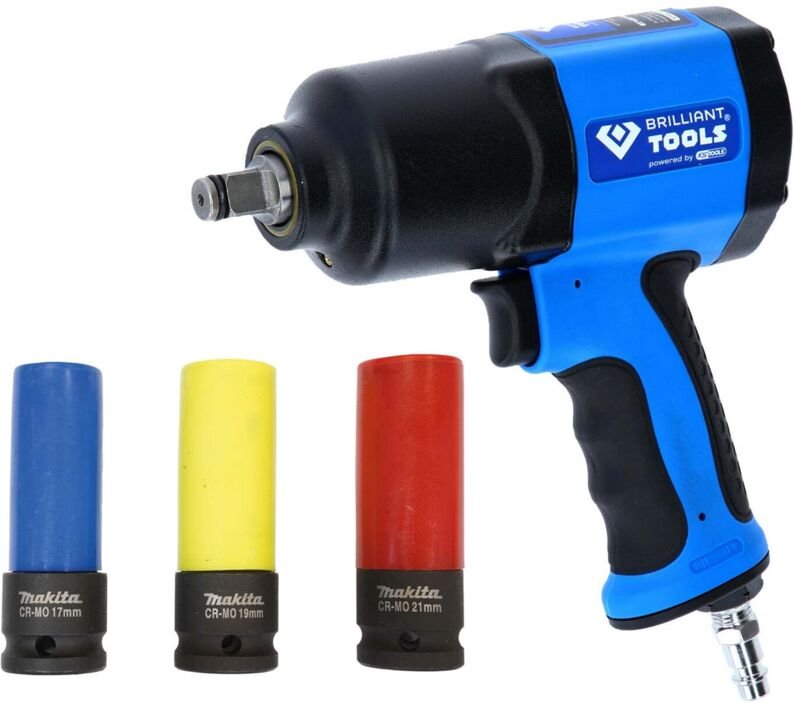 Brilliant Tools - Druckluft-Schlagschrauber 1/2" 1.450 Nm inkl. Steckschlüssel-Set