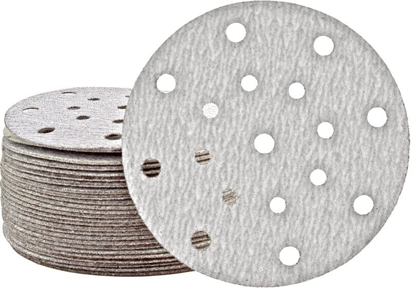 MioTools Shark Klett-Schleifscheiben, 150 mm, 17-Loch, f. Exzenterschleifer, Normalkorund (50 Stk.) K80