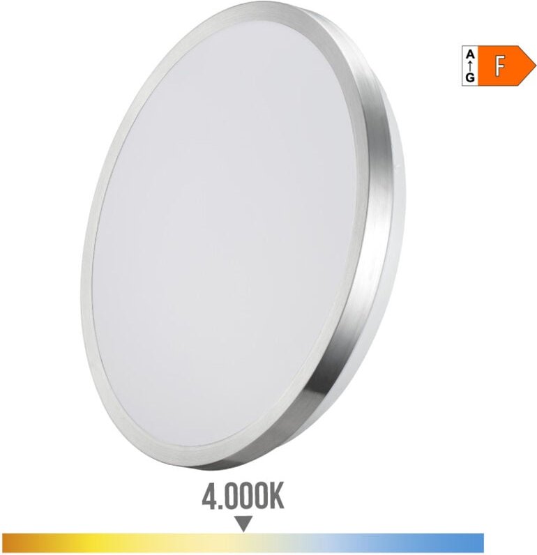 EDM - Super led Wandaufbauleuchte, 12W, 1160lm, 4000K, ø 26x5,8cm, Rahmen Chrom 32566