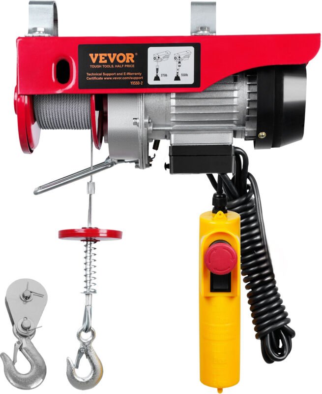 Mophorn - vevor elektrische Seilwinde 125kg bis 250kg Hubhöhe 12m Seilzug Motorwinde 510W Kupfermotor Flaschenzug 10m/mi...