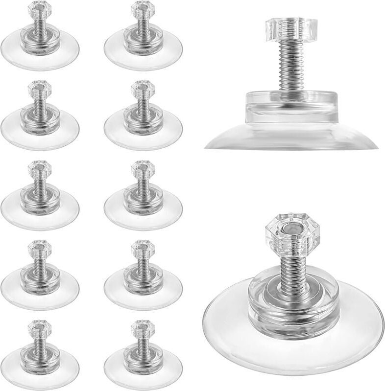 ZVD-12er-Pack Saugnäpfe mit Gewinde, Fensterhaken mit M5-Metallschrauben und -Muttern, robuste, durchsichtige PVC-Pads, ...